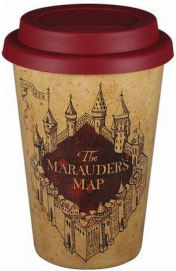 Half Moon Bay Marauder's Map Mug Plastic with Lid Beige 400ml