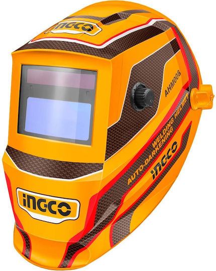 Ingco Electronic Welding Helmet Optical Field 92x42mm Orange