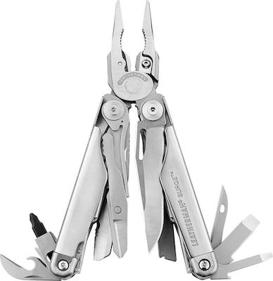 Leatherman Surge Unealtă Multifuncțională Argint cu Lamă din Oțel inoxidabil cu Teacă