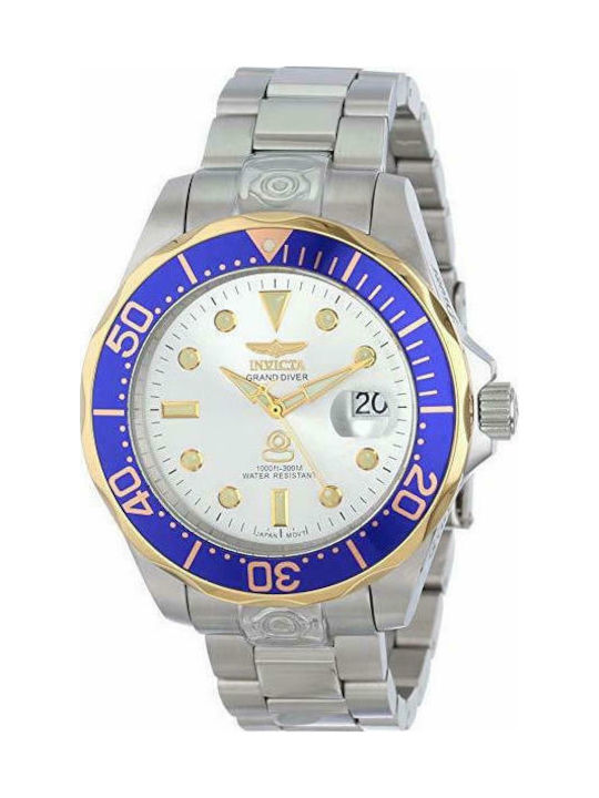 Invicta Pro Diver Watch Automatic with Silver Metal Bracelet