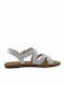 Toms Sicily Leather Women's Flat Sandals in Silver Color