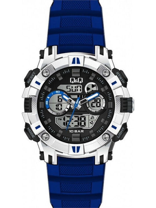 Q&Q Ψηφιακό Ανδρικό Ρολόι 51mm Μπαταρίας με Μπλ...