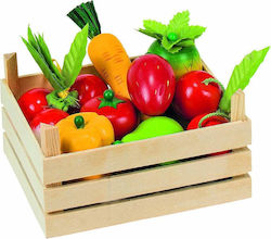 Goki Fruits & Vegetables Toy Fruit And Vegetables in Crate made of Wood for 3+ Years Old 51658