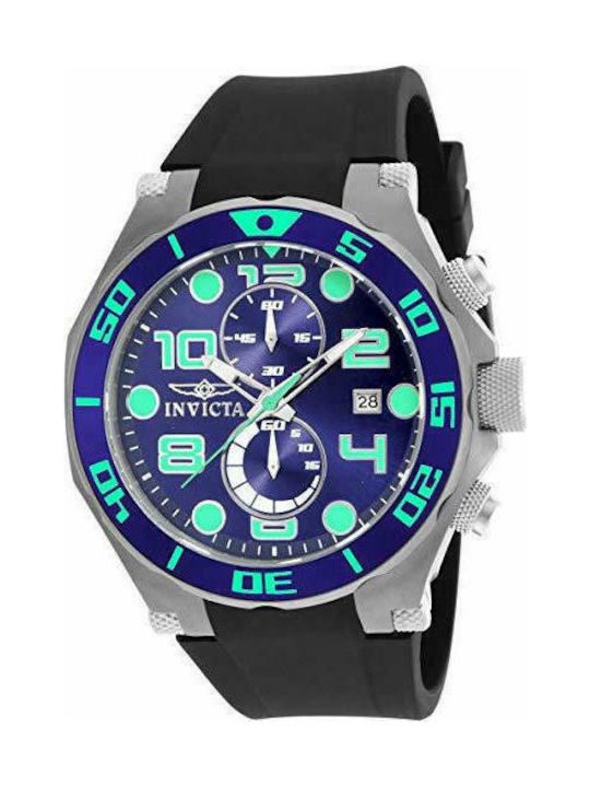 Invicta Pro Diver Часовник Хронограф Батерия с Черно Каучукова Каишка