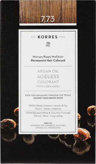 Korres Argan Oil Ageless Colorant with Ceramides Βαφή Μαλλιών Χωρίς Αμμωνία 7.73 Χρυσή Μόκα 50ml