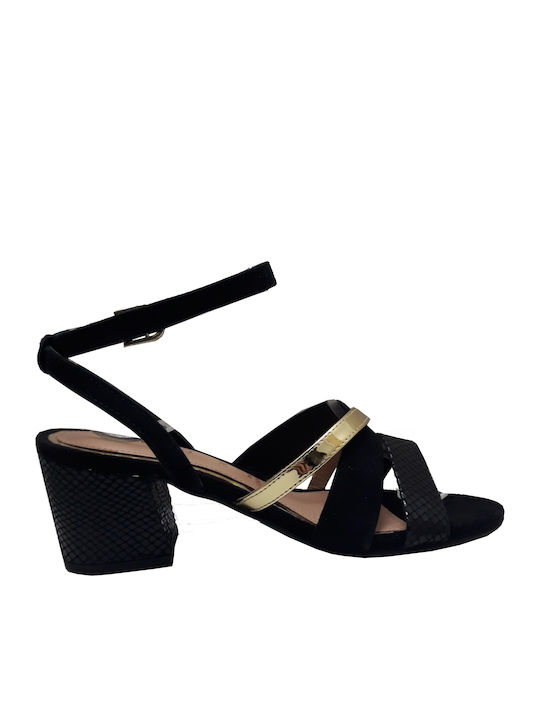 Gioseppo Suede Women's Sandals Bakersfield with Ankle Strap Black