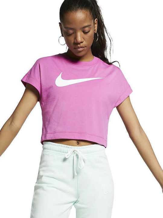 Nike Sportswear Κοντομάνικο Αθλητικό Crop Top Ροζ