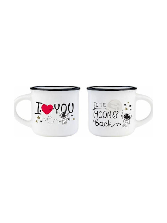 Legami Milano To The Moon & Back Porcelain Cup White 50ml 2pcs