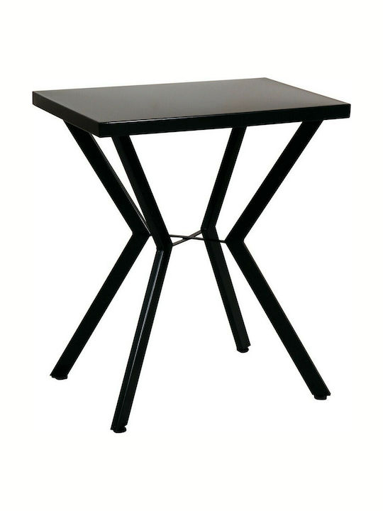 Outdoor Dinner Metal Table Black 65x65x45cm