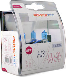 M-Tech Lămpi Autoturismului & Motocicletei Powertec Ultra White H3 Halogen 4700K Alb natural 12V 55W 2buc