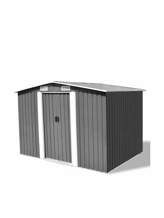 Metallic Galvanized Garden Warehouse with Double-Leaf Door & Air Vent Γκρι L2.57xW2.05xH1.78cm