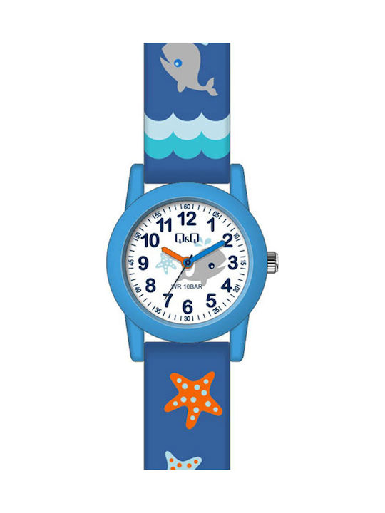 Q&Q Παιδικό Αναλογικό Ρολόι με Λουράκι από Καουτσούκ/Πλαστικό Μπλε