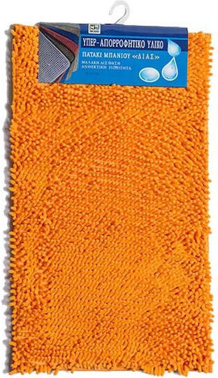Sidi Home Plast Bath Mats Set Microfiber Toilet Microfiber Fringes Orange 2pcs