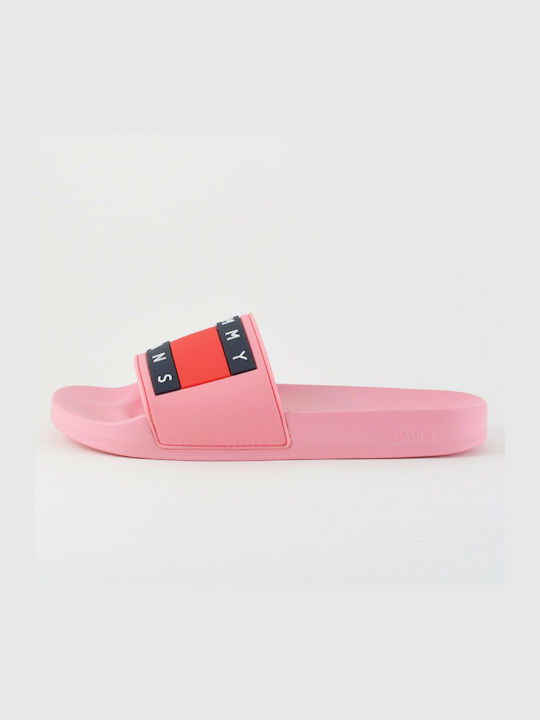 Tommy Hilfiger Flag Pool Slide Frauen Flip Flops in Rosa Farbe