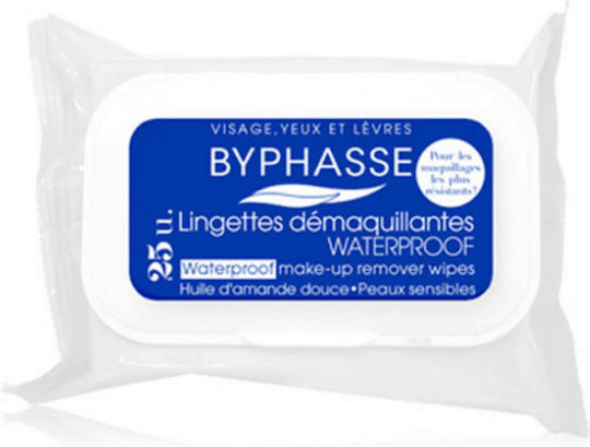 Byphasse Waterproof Make-up Remover Wipes For Sensitive Skin Μαντηλάκια Αφαίρεσης Αδιάβροχου Μακιγιάζ Προσώπου 25τμχ