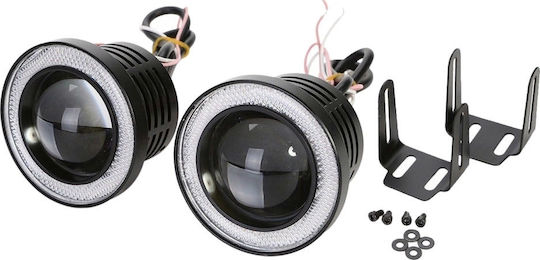 Angel Eyes Projector Round Fog lights with DRL Car LED Universal 10W 8.9cm with White Lighting 2pcs