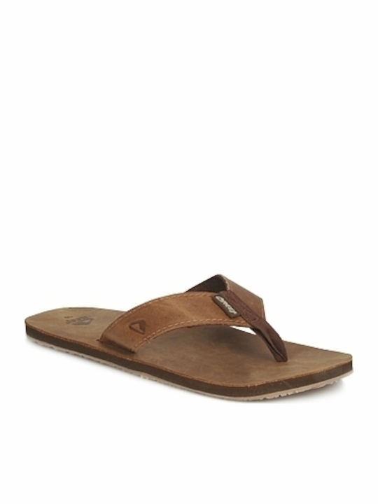 Reef Leather Smoothy Flip Flops σε Καφέ Χρώμα