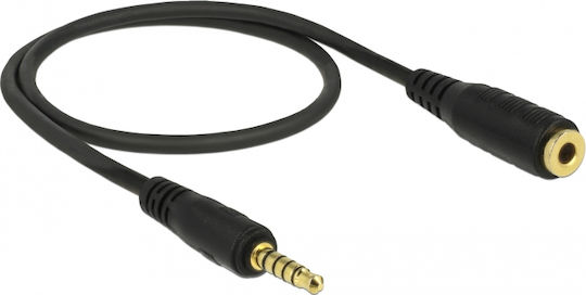 DeLock Καλώδιο Ήχου 3.5mm male - 3.5mm female Μαύρο 0.5m με Επίχρυσους Ακροδέκτες 85700