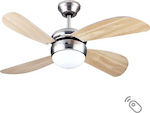 Lineme Monica 02-00157 Deckenventilator 106cm mit Licht und Fernbedienung Beige