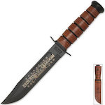 Ka-Bar Usmc Afghanistan Knife Survival Brown with Blade made of Carbon Steel in Sheath