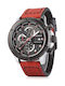 Curren Watch Chronograph Battery with Red Leather Strap