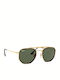 Ray Ban The Marshal II Unisex Sunglasses with Gold Tartaruga Metallic Frame and Green Mirror Lens RB3648M 001