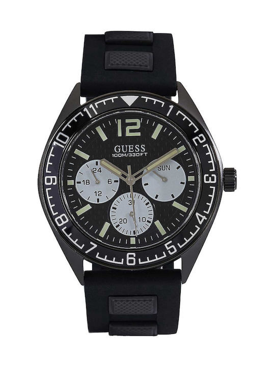 Guess Uhr Chronograph Batterie mit Schwarz Kautschukarmband W1167G2