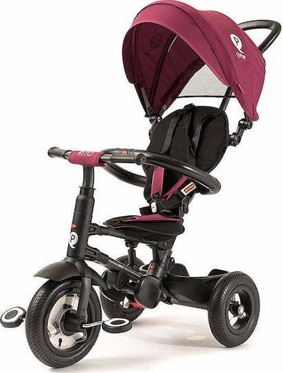 Q Play Rito Air Kids Tricycle Foldable With Air Wheels, Sunshade, Push Handle & Storage Basket for 10+ Months Purple