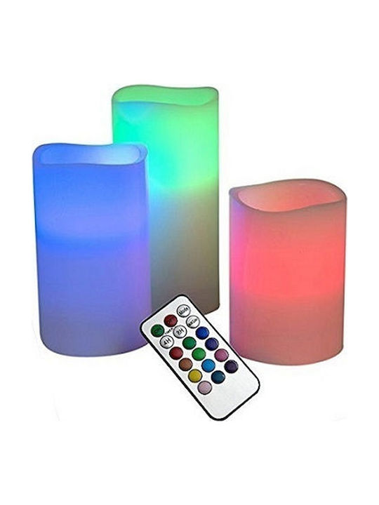 Διακοσμητικό Φωτιστικό με Φωτισμό RGB Κερί LED Μπαταρίας με Άρωμα Βανίλιας 3τμχ με Τηλεχειριστήριο Πολύχρωμο