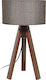 Fylliana Wooden Table Lamp for Socket E27 with Brown Shade and Base