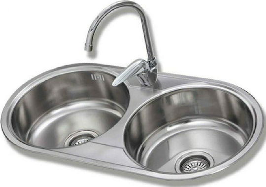 Gloria Finox 304 Global II Nova Ένθετος Νεροχύτης Inox Σατινέ Μ84xΠ44cm Ασημί