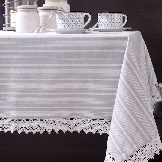 Rythmos Checkered Cotton with Lace Killy Gray 140x140cm