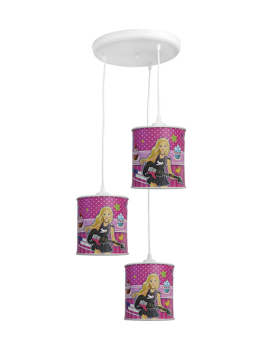 Heronia Pendel Multi Bulbs Kids Lighting Pendant of Plastic 10W with Drive Size E27 In Pink Colour 15x30cm