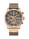 Curren Watch Chronograph Battery with Leather Strap Beige