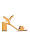 Mourtzi Leather Women's Sandals In Yellow Colour