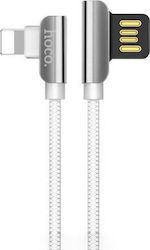 Hoco Angle (90°) / Stainless USB to Lightning Cable Λευκό 1.2m (U42)