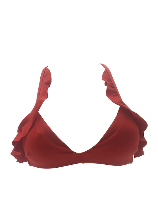 Blu4u Bikini Swim Top with Ruffles Red