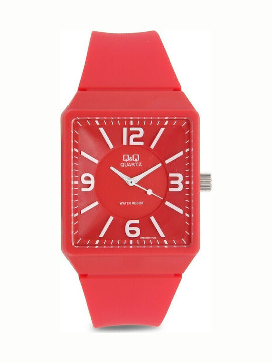 Q&Q Women's Watch with Red Rubber Strap