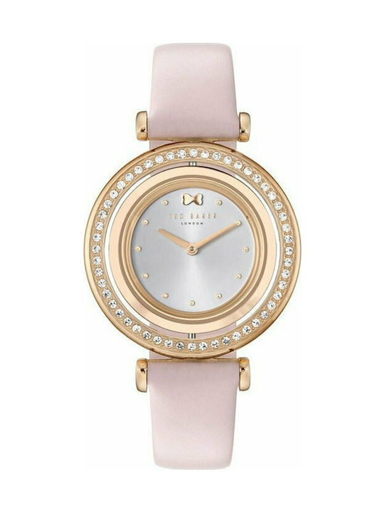 Ted Baker Brooke Crystals Uhr mit Rosa Lederarmband