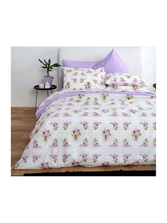 SB Home Fleur Σετ Σεντόνια Υπέρδιπλα 240x265εκ. Λιλά (4τμχ)