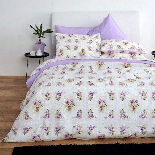 SB Home Сет Чаршафи 170x260см. Fleur Лилав 3бр