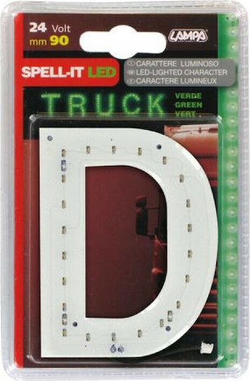 Lampa Spell-It Led 24V/90mm Green D Car LED Sign 24V Green