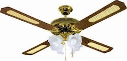 Lineme Deckenventilator 132cm mit Leuchte Gold / Braun Lineme Deckenventilator 132cm mit Leuchte Gold / Braun