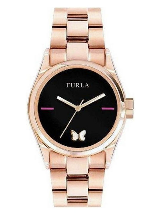 Furla Women's Watch 34mm Battery with Pink Gold Stainless Steel Bracelet