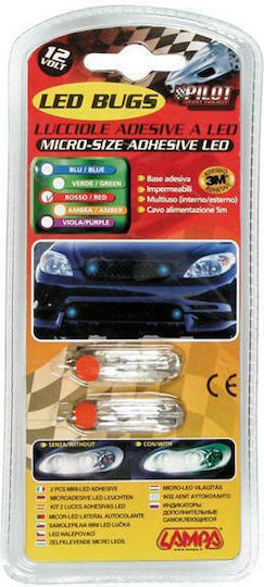 Lampa Micro-Size Adhesive Led Blue Εσωτερικός Διακοσμητικός Φωτισμός Αυτοκινήτου 12V Μπλε