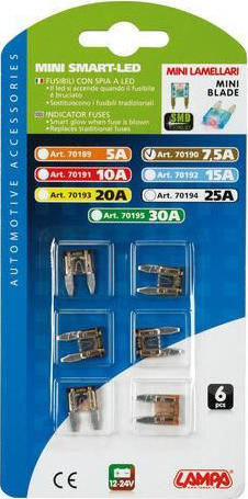 Lampa Smart-Led MicroBlade Indicator Fuses 12/32V 7.5A Set Auto-Sicherungen Flachstecksicherungen 6Stück