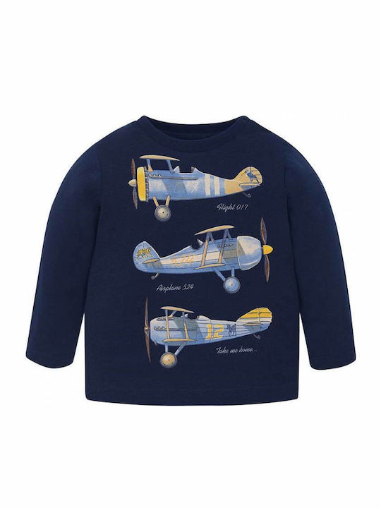 Mayoral Kids Blouse Long Sleeve Navy Blue