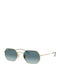 Ray Ban Octagonal Sunglasses with Gold Metal Frame and Light Blue Gradient Mirror Lens RB3556N 9123/3M