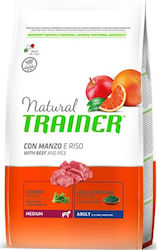 Natural Trainer Adult Medium 3kg Hrană Uscată pentru Câini Adulți de Rase Medii cu Vițel și Orez