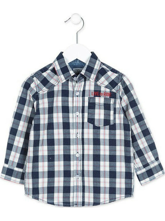 Losan Kids Checked Shirt Navy Blue